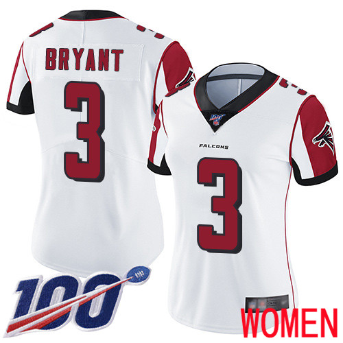 Atlanta Falcons Limited White Women Matt Bryant Road Jersey NFL Football #3 100th Season Vapor Untouchable->women nfl jersey->Women Jersey